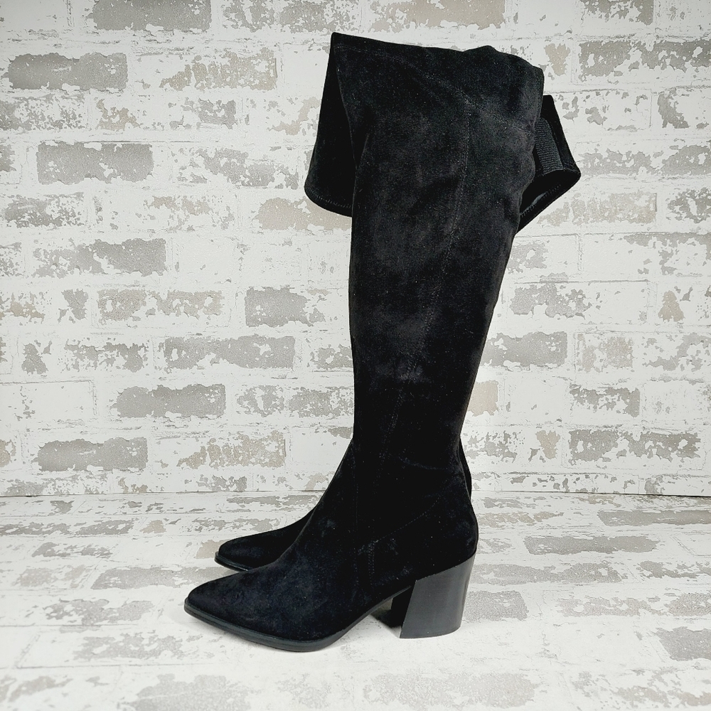 NEW Marc Fisher Cathi Black Pointed Toe Over The Knee Boots A466